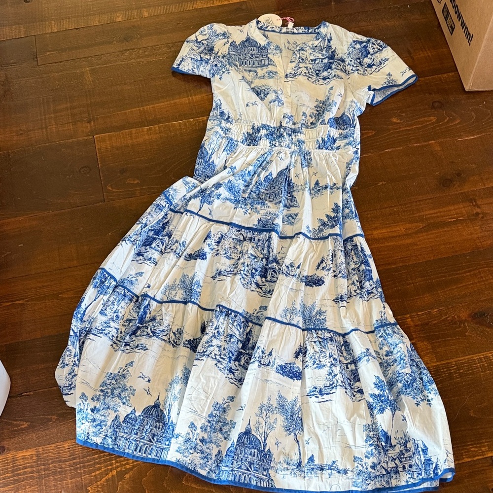 NWT white and blue dress.